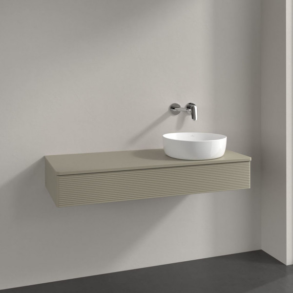 Meuble Pour Vasque à Poser Villeroy et Boch Antao à droite avec Structure 1 tiroir 1200x190x500mm Stone Grey Matt Lacquer