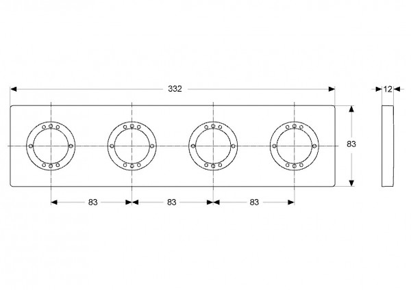 Ideal Standard Archimodule 4-gaten rozet 83x332mm A1507AA