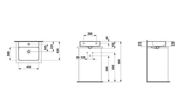 Fontein Toilet Laufen VAL vrijstaand 450mm Mat Wit