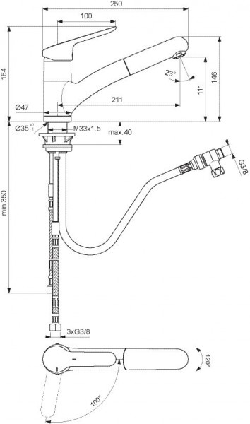 Ideal Standard Keukenkraan met spoelspray CeraFlex Chroom (BC143)