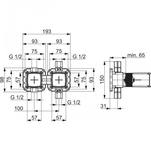 Hansa Matrix Basisgarnituur Met 2-Weg Omstelling Messing 44010100