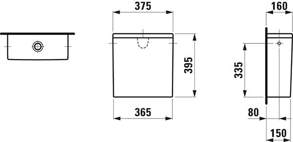 Duoblok Reservoir Laufen PRO 375x160mm Wit