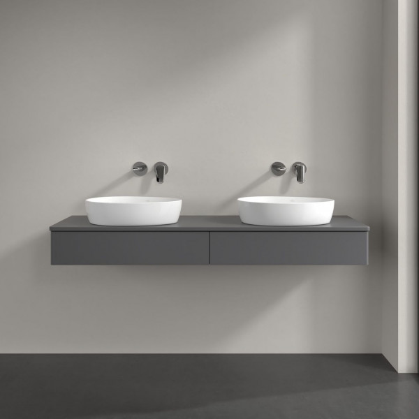 Dubbel Wastafelmeubel Villeroy en Boch Antao 1600x190x500mm Anthracite Matt Laquered