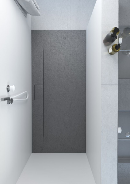 Receveur de Douche Rectangulaire Quare RADIANCE LATERAL Ardoise 1600x900x25mm Graphite