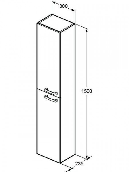 Ideal Standard Tiempo Badmeubelkast H150xB30xD23.5cm 2 deuren linksdraaiend 2 deuren rechtsdraaiend E3243OS