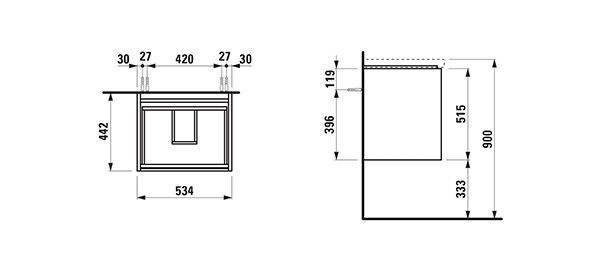 Wastafelmeubel Voor Opzet Waskom Laufen LANI voor Lua 442x534x515 mm Veelkleurig