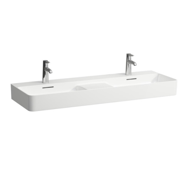 Lavabo Double Laufen VAL trop-plein, zone semi-sèche 1200x155x420mm Blanc Clean Coat