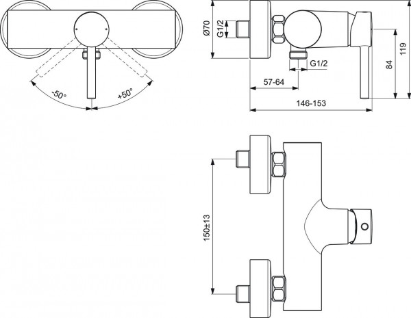 Thermostatische Mengkraan Bad Douche Ideal Standard CERALINE Chroom