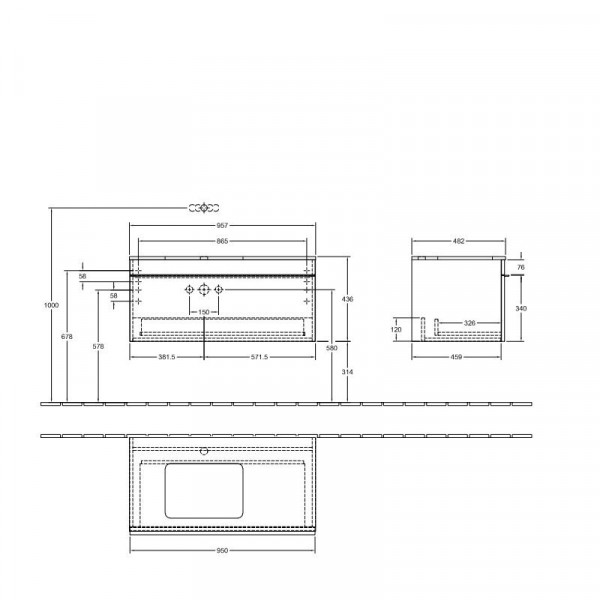 Villeroy en Boch Wastafelmeubels Venticello 957 x 436 x 502 mm