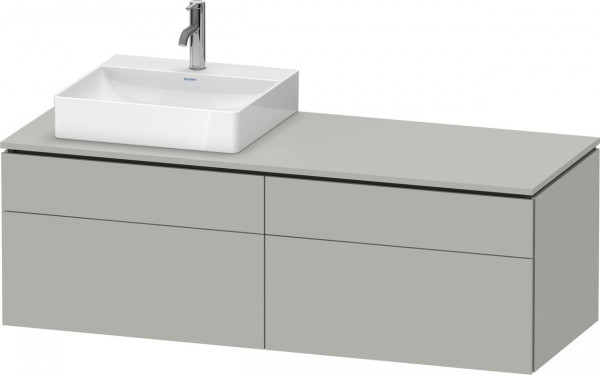 Meuble Pour Vasque à Poser Duravit L-Cube 4 tiroirs, vasque gauche 1420mm Gris béton mat LC4870L07070000