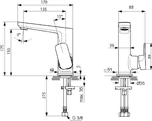 Ideal Standard Eéngreeps wastafelmengkraan Tonic II Chroom