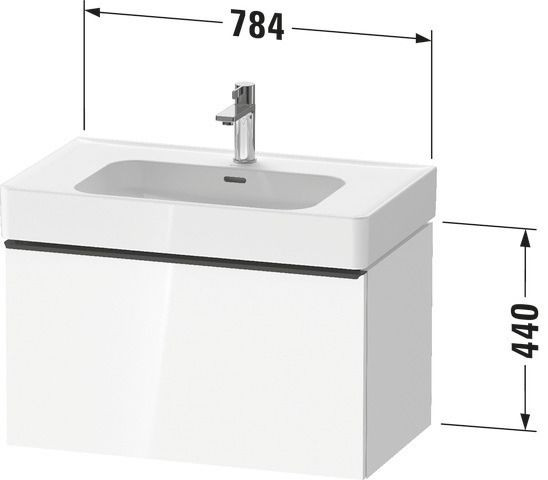 Meuble Pour Lavabo Encastrable Duravit D-Neo tiroir poignée inox pour Lav. Soleil 784mm Basalte Mat DE4277070430000