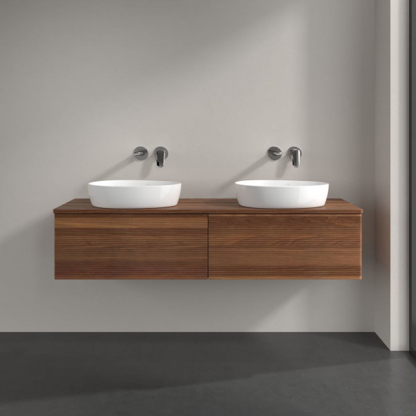 Dubbel Wastafelmeubel Villeroy en Boch Antao 1600x360x500mm Warm Walnut