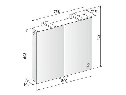 Spiegelkast Keuco Royal Universe 800x750x143mm