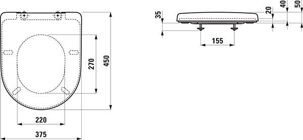 Softclose WC Bril Laufen PRO 450x375mm Wit