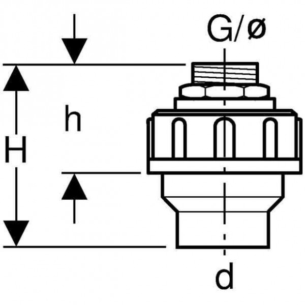 Geberit Overgang sproeier met AG en Schroefverbinding d50 G3/4" (152981001)