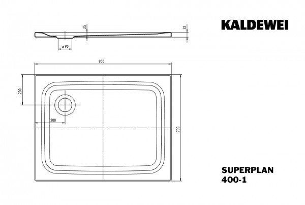 Kaldewei Douchebak Rechthoekig Mod.400-1 Superplan (430000010)