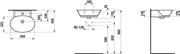 Fontein Toilet Laufen THE NEW CLASSIC 1 gat 500mm Wit Clean Coat