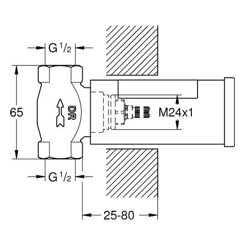 Grohe Snelkoppeling 65x25-80mm Chroom