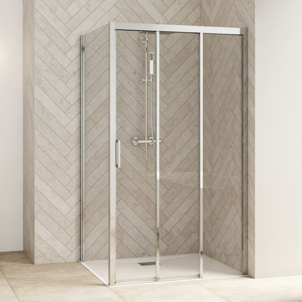 Kinedo Douche Schuifdeur SMART DESIGN 3-delige drempelloos Nis, Hoek 3V