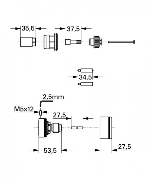 Grohe Uitbreiding Universeel uitbreidingsset voor 19674/19675 Chroom 47581000