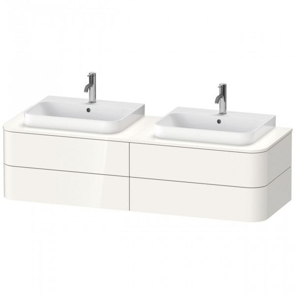 Meuble Double Vasque Duravit Happy D.2 Plus 4 tiroirs éclairés, pour Lavabos suspendus 1600mm Blanc brillant HP4964B22220010