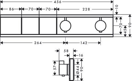 Hansgrohe RainSelect afbouwdeel voor inbouw douchekraan thermostatisch voor 2 functies 45.6x90cm chroom 15380000