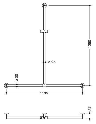 Barre d''appui Hewi System 900 avec barre de douche Gris foncé nacré mat/chrome 900.35.43260 DD