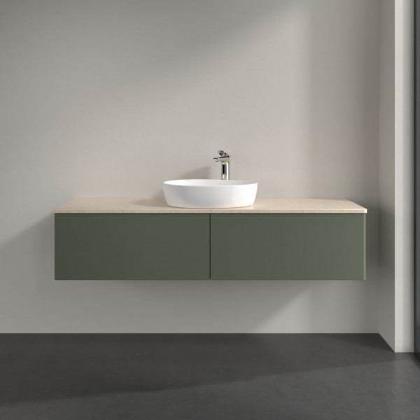 Wastafelmeubel Voor Opzet Waskom Villeroy en Boch Antao 1600x360x500mm Leaf Green Matt Lacquer/Bo...