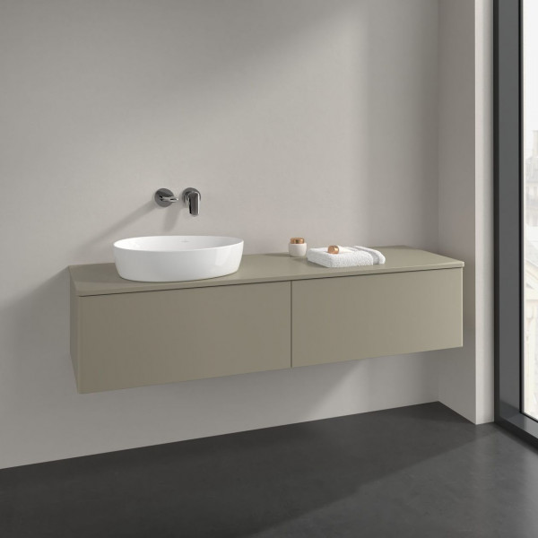 Meuble Pour Vasque à Poser Villeroy et Boch Antao à gauche Lumière 2 tiroirs 1600x360x500mm Stone Grey Matt Lacquer