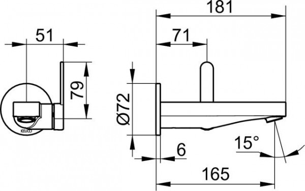 Inbouw Wastafelkraan Keuco IXMO Flat Enkele hendel, rond, 181 mm Chroom