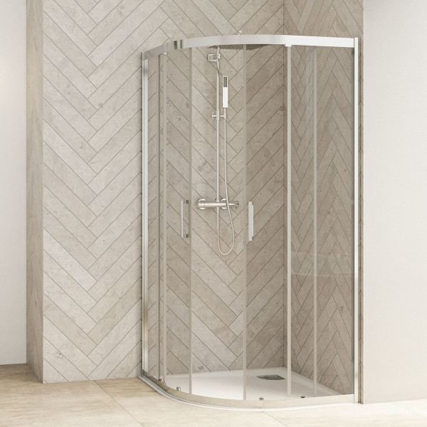Kinedo Porte de douche coulissante SMART DESIGN 1 porte, avec seuil, quadrant, R/C 1000mm Verre Transparent
