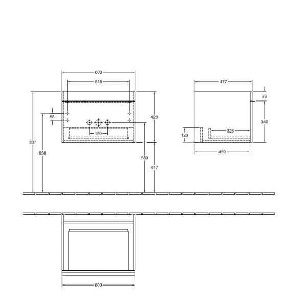 Villeroy en Boch Venticello Wastafelonderbouw 603x420mm (A93301)