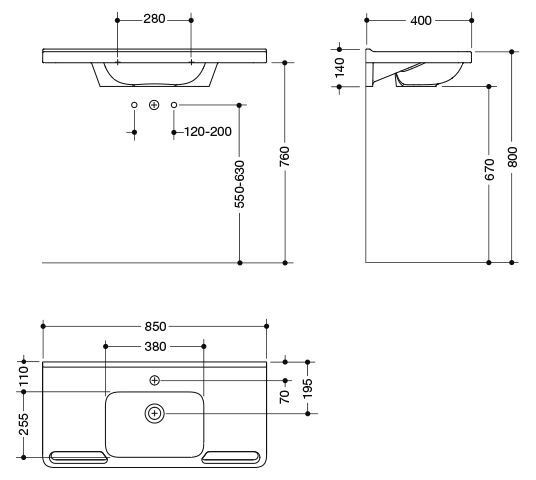 Hewi Hangende Wastafel 850 mm Alpenwit 950.11.260