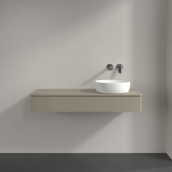 Wastafelmeubel Voor Opzet Waskom Villeroy en Boch Antao 1200x190x500mm Stone Grey Matt Lacquer