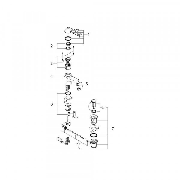 Grohe Wastafelmengkraan Euroeco Special 1/2 32788000