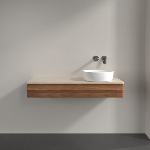 Wastafelmeubel Voor Opzet Waskom Villeroy en Boch Antao 1200x190x500mm Warm Walnut/Boticcino