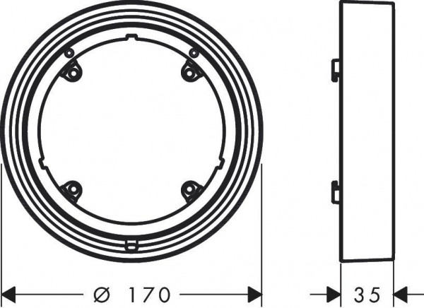 Rozet Hansgrohe ShowerSelect Comfort S ø22mm 170x170x35 mm Chroom