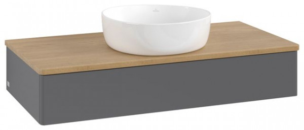 Wastafelmeubel Voor Opzet Waskom Villeroy en Boch Antao 1 lade 1000x190x500mm Anthracite Matt Laq...