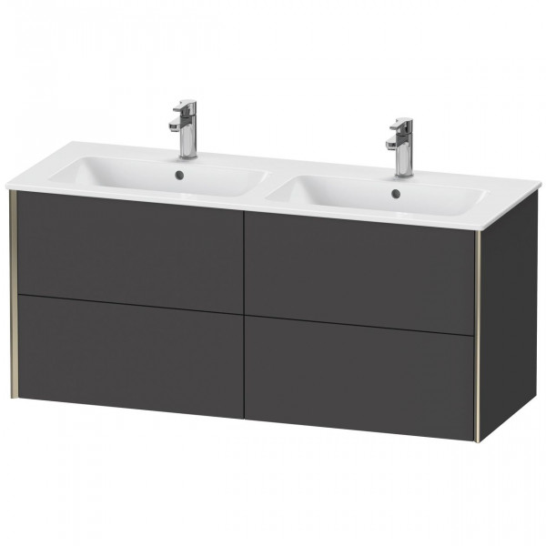 Meuble Double Vasque Duravit XViu suspendu 4 tiroirs, pour lav. ME 1280mm Graphite Mat/Champagne XV41290B149