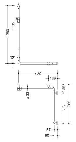 Hewi Badgreep Serie 801 met douchestang 801.35.226