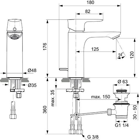 Ideal Standard Eéngreeps wastafelmengkraan Connect Air