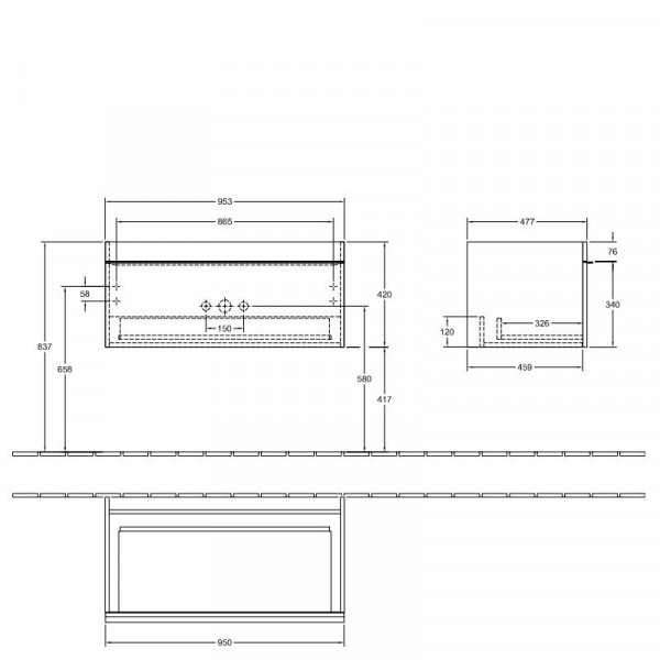 Villeroy en Boch Wastafelmeubels Venticello 953 x 420 x 502 mm