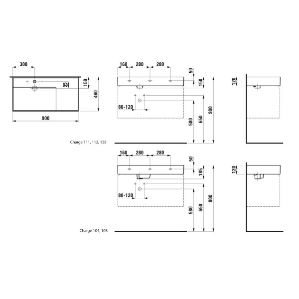 Laufen Meubelwastafel Kartell by Laufen zonder kraangat 90x46x120cm