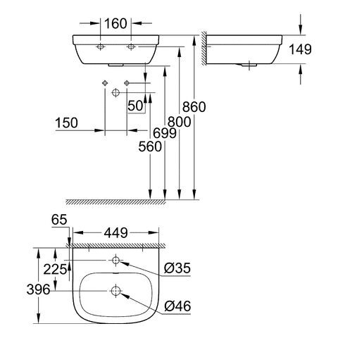 Grohe Hand Wastafel 45cm Euro Ceramic Alpenwit (39324)