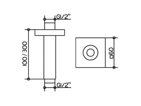 Douchearm Keuco Edition 300 Vierkant plafond 300 mm Chroom