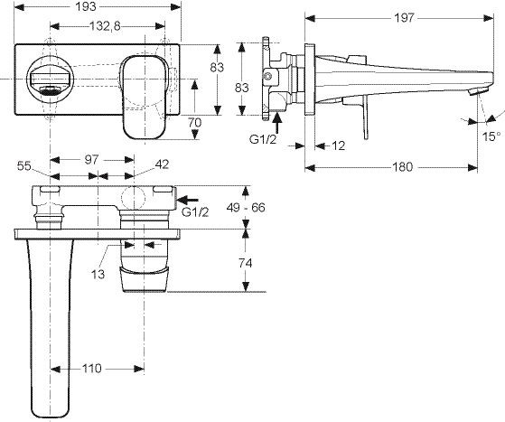 Inbouw Wastafelkraan Ideal Standard Tonic II Chroom A6334AA