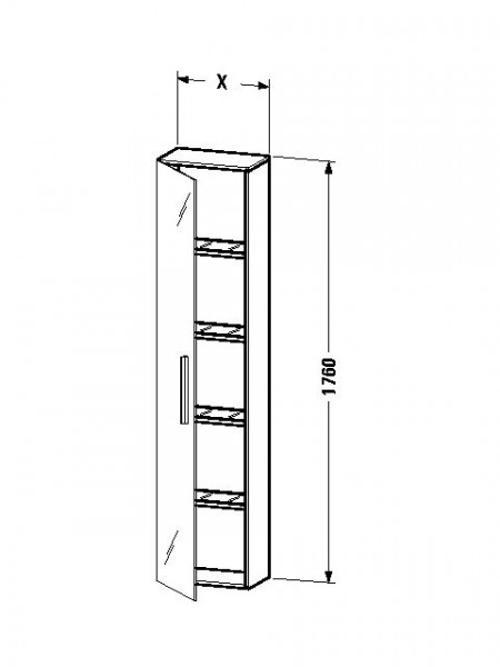 Duravit Hoge Badkamerkast Vero met spiegel 1760x400mm