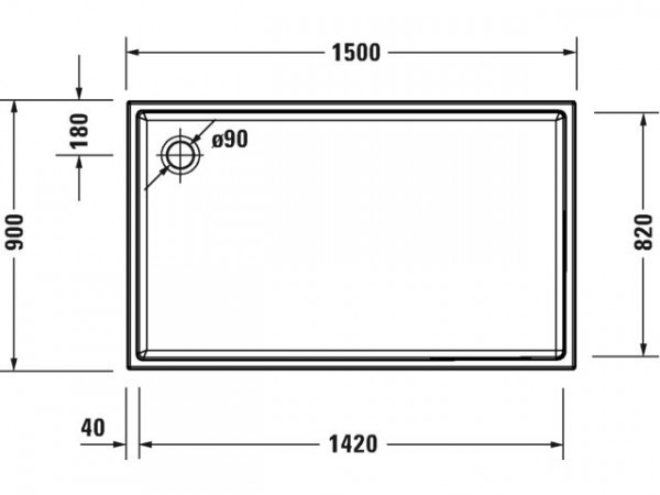 Duravit Douchebak Rechthoekig Starck 1500 x 900 x 60 mm Wit