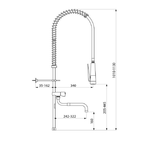 Keukenkraan Met Handdouche Delabie 1000mm Wit